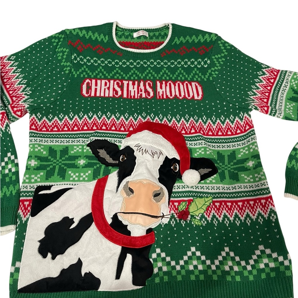 Christmas ugly‎ sweater Christmas Mood- Cow Sweater. Men’s Size XL - Picture 4 of 5